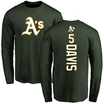 Men's Oakland Athletics J.D. Davis ＃5 Backer Long Sleeve T-Shirt - Green