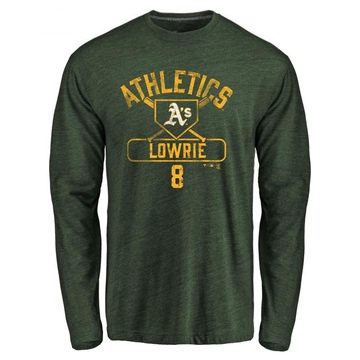 Men's Oakland Athletics Jed Lowrie ＃8 Base Runner Long Sleeve T-Shirt - Green