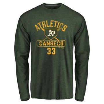 Men's Oakland Athletics Jose Canseco ＃33 Base Runner Long Sleeve T-Shirt - Green