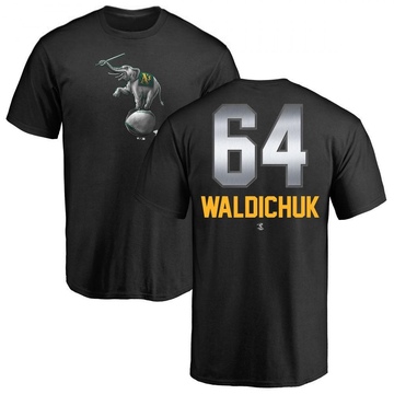 Men's Oakland Athletics Ken Waldichuk ＃64 Midnight Mascot T-Shirt - Black