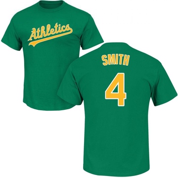 Men's Oakland Athletics Kevin Smith ＃4 Roster Name & Number T-Shirt - Green