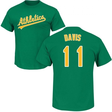 Men's Oakland Athletics Khris Davis ＃11 Roster Name & Number T-Shirt - Green