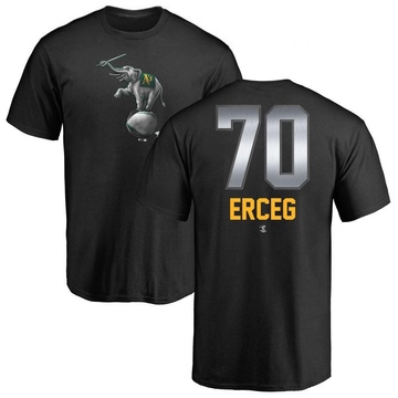 Men's Oakland Athletics Lucas Erceg ＃70 Midnight Mascot T-Shirt - Black