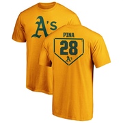 Men's Oakland Athletics Manny Pina ＃28 RBI T-Shirt - Gold