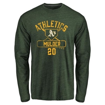 Men's Oakland Athletics Mark Mulder ＃20 Base Runner Long Sleeve T-Shirt - Green