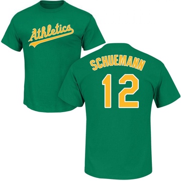 Men's Oakland Athletics Max Schuemann ＃12 Roster Name & Number T-Shirt - Green