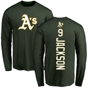 Men's Oakland Athletics Reggie Jackson ＃9 Backer Long Sleeve T-Shirt - Green