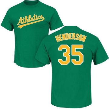 Men's Oakland Athletics Rickey Henderson ＃35 Roster Name & Number T-Shirt - Green