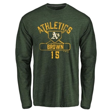 Men's Oakland Athletics Seth Brown ＃15 Base Runner Long Sleeve T-Shirt - Green