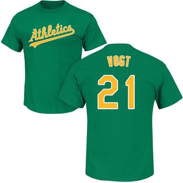 Men's Oakland Athletics Stephen Vogt ＃21 Roster Name & Number T-Shirt - Green