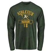 Men's Oakland Athletics Tim Hudson ＃15 Base Runner Long Sleeve T-Shirt - Green