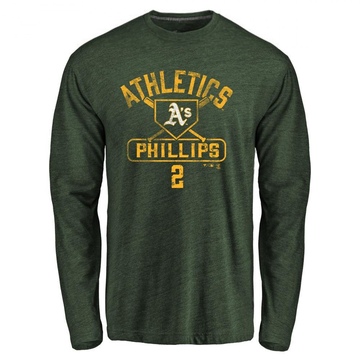 Men's Oakland Athletics Tony Phillips ＃2 Base Runner Long Sleeve T-Shirt - Green