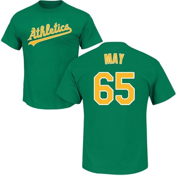 Men's Oakland Athletics Trevor May ＃65 Roster Name & Number T-Shirt - Green