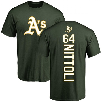 Men's Oakland Athletics Vinny Nittoli ＃64 Backer T-Shirt - Green