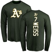 Men's Oakland Athletics Walt Weiss ＃7 Backer Long Sleeve T-Shirt - Green