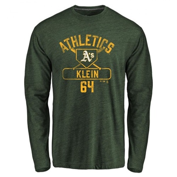 Men's Oakland Athletics Will Klein ＃64 Base Runner Long Sleeve T-Shirt - Green