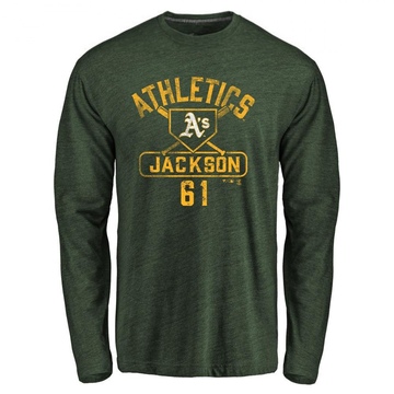 Men's Oakland Athletics Zach Jackson ＃61 Base Runner Long Sleeve T-Shirt - Green