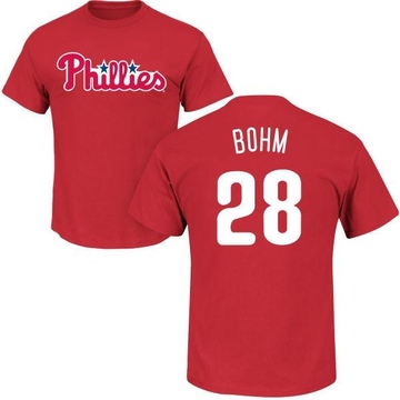 Men's Philadelphia Phillies Alec Bohm ＃28 Roster Name & Number T-Shirt - Red