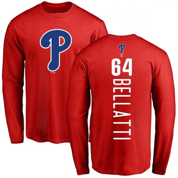 Men's Philadelphia Phillies Andrew Bellatti ＃64 Backer Long Sleeve T-Shirt - Red