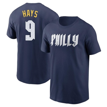 Men's Philadelphia Phillies Austin Hays ＃9 2024 City Connect Fuse Name & Number T-Shirt - Navy