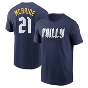 Men's Philadelphia Phillies Bake Mcbride ＃21 2024 City Connect Fuse Name & Number T-Shirt - Navy