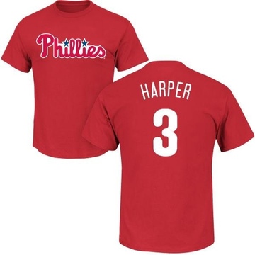 Men's Philadelphia Phillies Bryce Harper ＃3 Roster Name & Number T-Shirt - Red