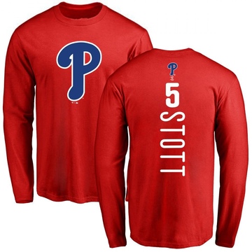 Men's Philadelphia Phillies Bryson Stott ＃5 Backer Long Sleeve T-Shirt - Red