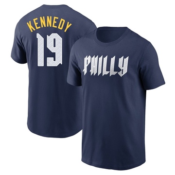 Men's Philadelphia Phillies Buddy Kennedy ＃19 2024 City Connect Fuse Name & Number T-Shirt - Navy