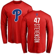 Men's Philadelphia Phillies Cal Stevenson ＃47 Backer Long Sleeve T-Shirt - Red