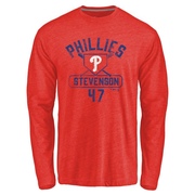 Men's Philadelphia Phillies Cal Stevenson ＃47 Base Runner Long Sleeve T-Shirt - Red