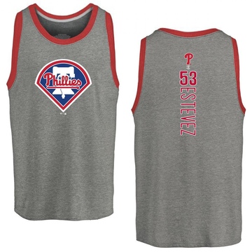 Men's Philadelphia Phillies Carlos Estevez ＃53 Backer Tank Top Ash