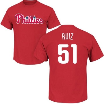 Men's Philadelphia Phillies Carlos Ruiz ＃51 Roster Name & Number T-Shirt - Red