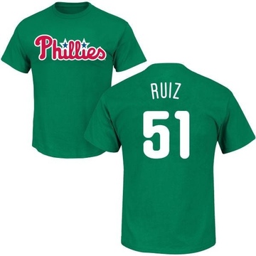 Men's Philadelphia Phillies Carlos Ruiz ＃51 St. Patrick's Day Roster Name & Number T-Shirt - Green