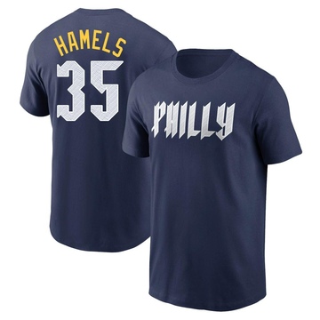 Men's Philadelphia Phillies Cole Hamels ＃35 2024 City Connect Fuse Name & Number T-Shirt - Navy