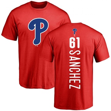 Men's Philadelphia Phillies Cristopher Sanchez ＃61 Backer T-Shirt - Red