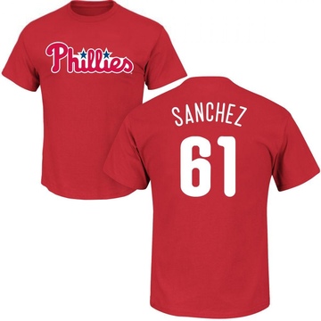 Men's Philadelphia Phillies Cristopher Sanchez ＃61 Roster Name & Number T-Shirt - Red