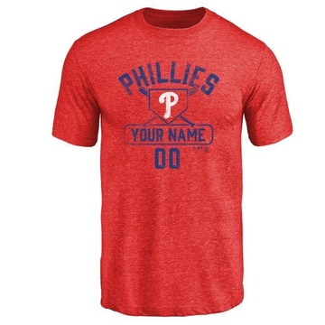 Men's Philadelphia Phillies Custom ＃00 Base Runner T-Shirt - Red