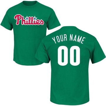 Men's Philadelphia Phillies Custom ＃00 St. Patrick's Day Roster Name & Number T-Shirt - Green