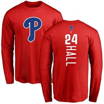 Men's Philadelphia Phillies Darick Hall ＃24 Backer Long Sleeve T-Shirt - Red