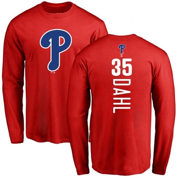 Men's Philadelphia Phillies David Dahl ＃35 Backer Long Sleeve T-Shirt - Red