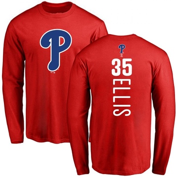 Men's Philadelphia Phillies Drew Ellis ＃35 Backer Long Sleeve T-Shirt - Red