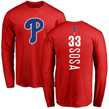 Men's Philadelphia Phillies Edmundo Sosa ＃33 Backer Long Sleeve T-Shirt - Red