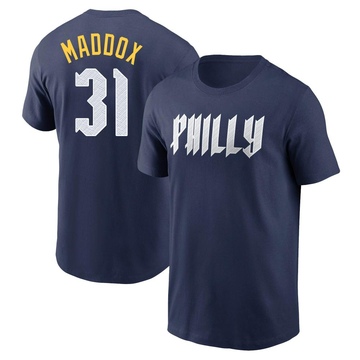 Men's Philadelphia Phillies Garry Maddox ＃31 2024 City Connect Fuse Name & Number T-Shirt - Navy