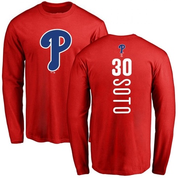 Men's Philadelphia Phillies Gregory Soto ＃30 Backer Long Sleeve T-Shirt - Red