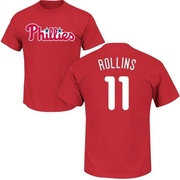 Men's Philadelphia Phillies Jimmy Rollins ＃11 Roster Name & Number T-Shirt - Red