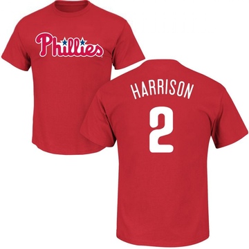 Men's Philadelphia Phillies Josh Harrison ＃2 Roster Name & Number T-Shirt - Red