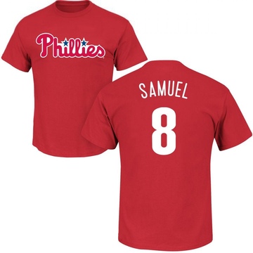 Men's Philadelphia Phillies Juan Samuel ＃8 Roster Name & Number T-Shirt - Red