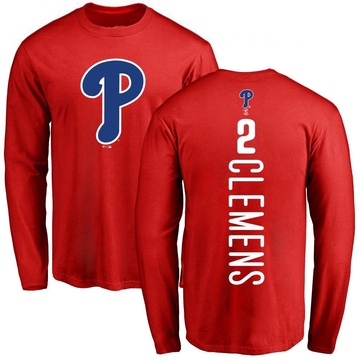 Men's Philadelphia Phillies Kody Clemens ＃2 Backer Long Sleeve T-Shirt - Red