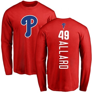 Men's Philadelphia Phillies Kolby Allard ＃49 Backer Long Sleeve T-Shirt - Red