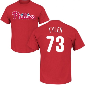 Men's Philadelphia Phillies Kyle Tyler ＃73 Roster Name & Number T-Shirt - Red